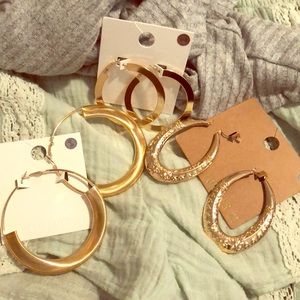 Bundle of 3 large gold hoops from forever 21